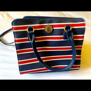 Tommy Hilfiger Red and Navy Blue Striped Purse NEW!